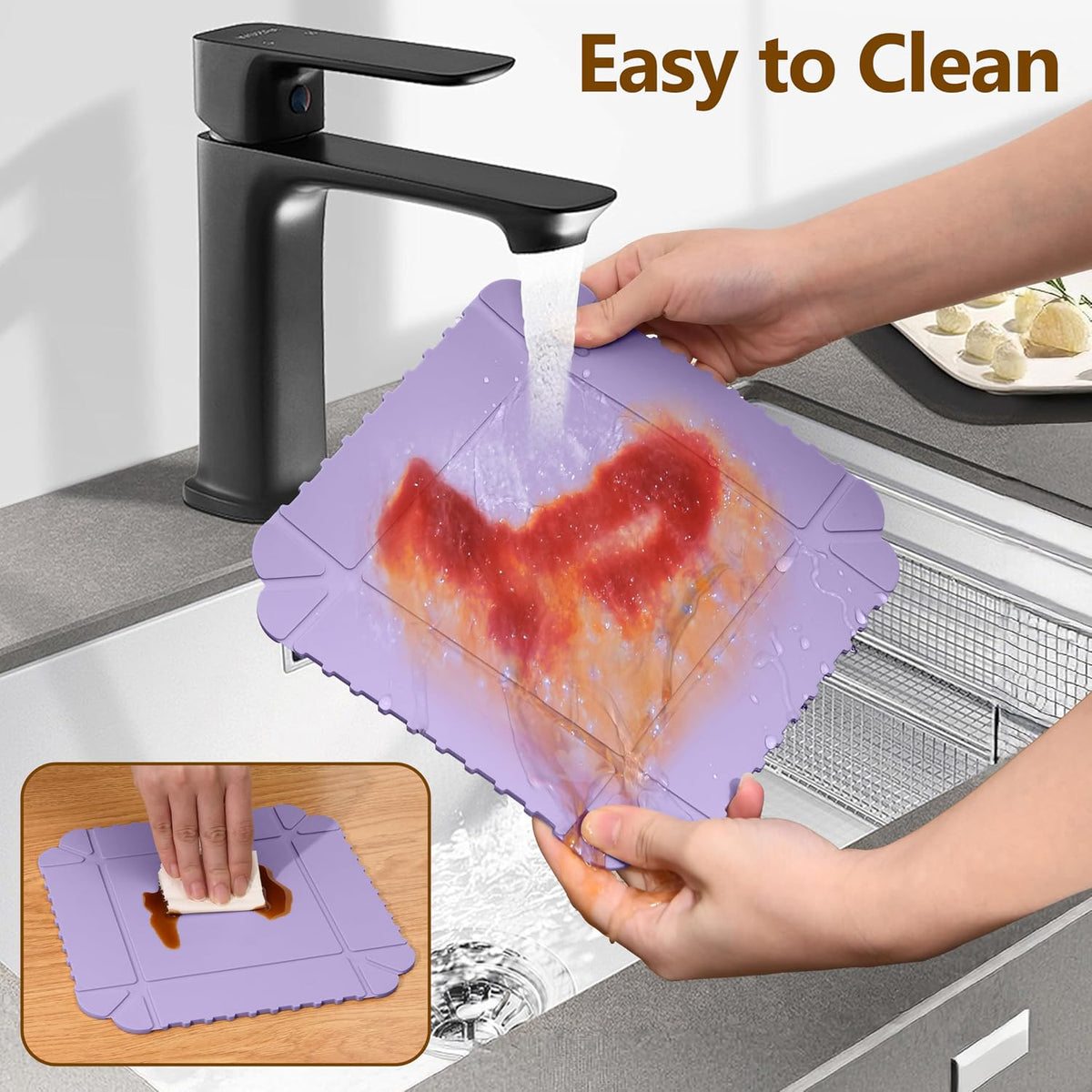 2-in-1 Magnetic Silicone Mat & Foldable Serving Tray, Non-Slip Heat Resistant Waterproof Food Grade