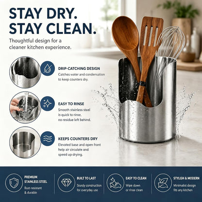 Multi-Functional Kitchen Utensil Holder,Thickened Stainless Steel Countertop Organizer