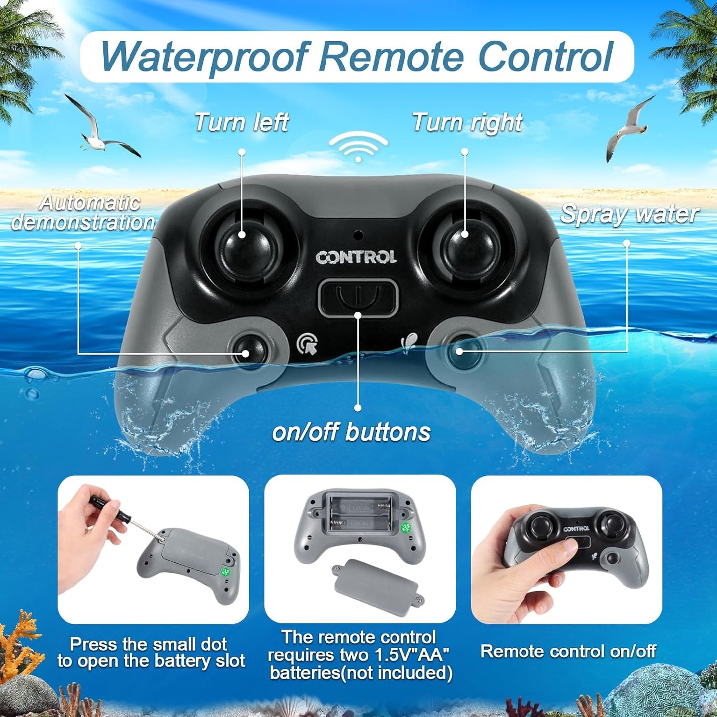 Dinosaur Toys, Upgrade Remote Control Water Toy RC Dino with Light and Spray Water
