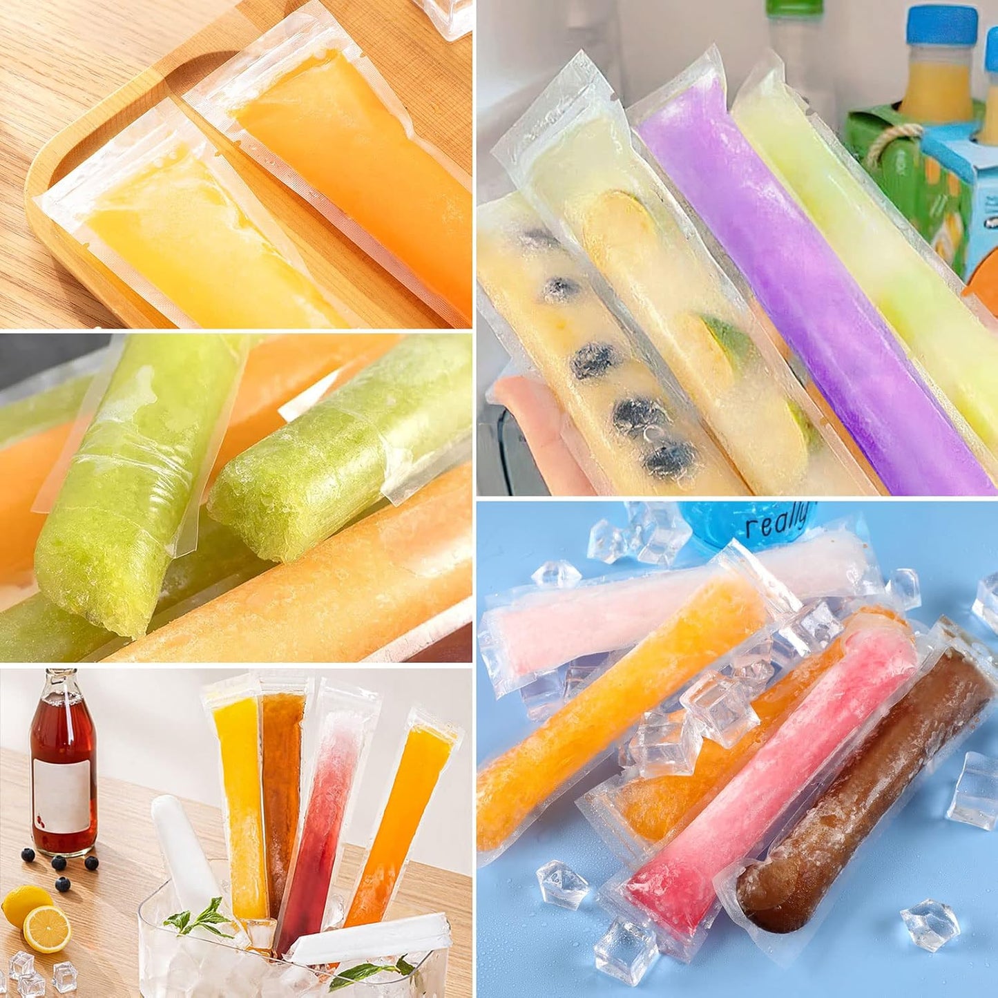 100-Pack BPA-Free Disposable Silicone Ice Pop Mold Bags with Funnel