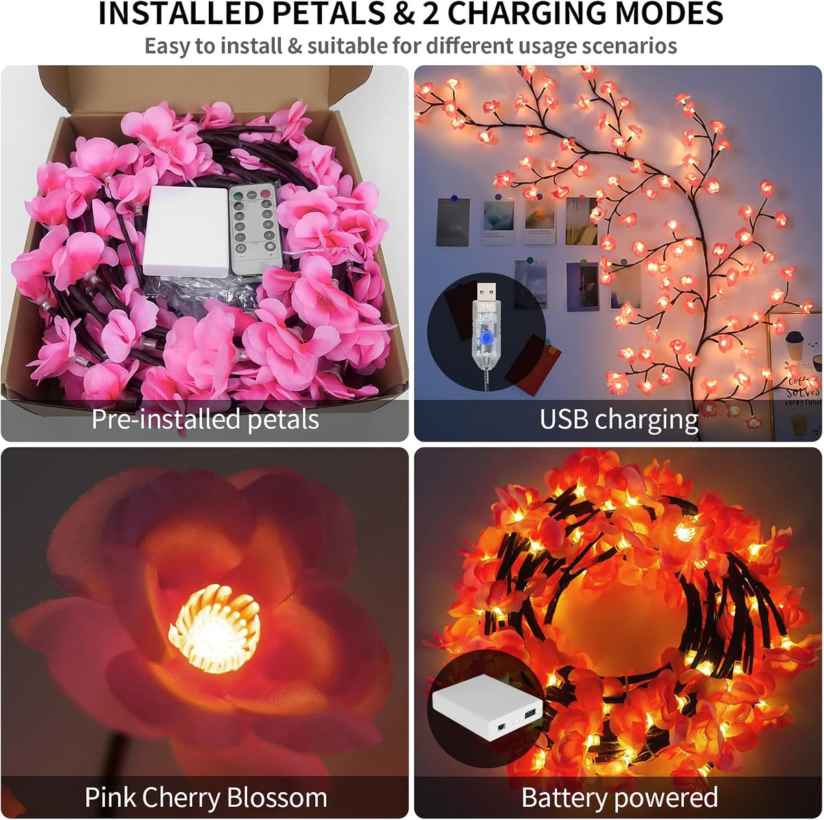 LED Tree Branch Lights for Wall 5.25 FT 72 LEDs Cherry Blossom Lights