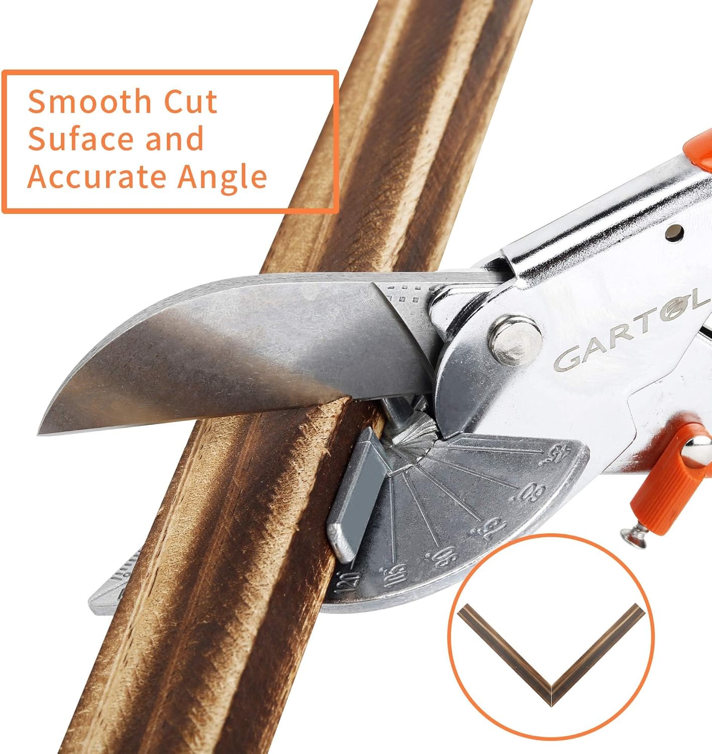 Miter Shears, 45-135 Degree Adjustable Angle Scissors, Quarter Round Cutter Tool with Spare SK5 Blades