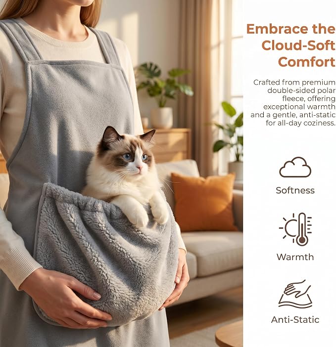 Cat Holding Apron with Leg Holes, Hair Resistant Pet Cuddling Sling
