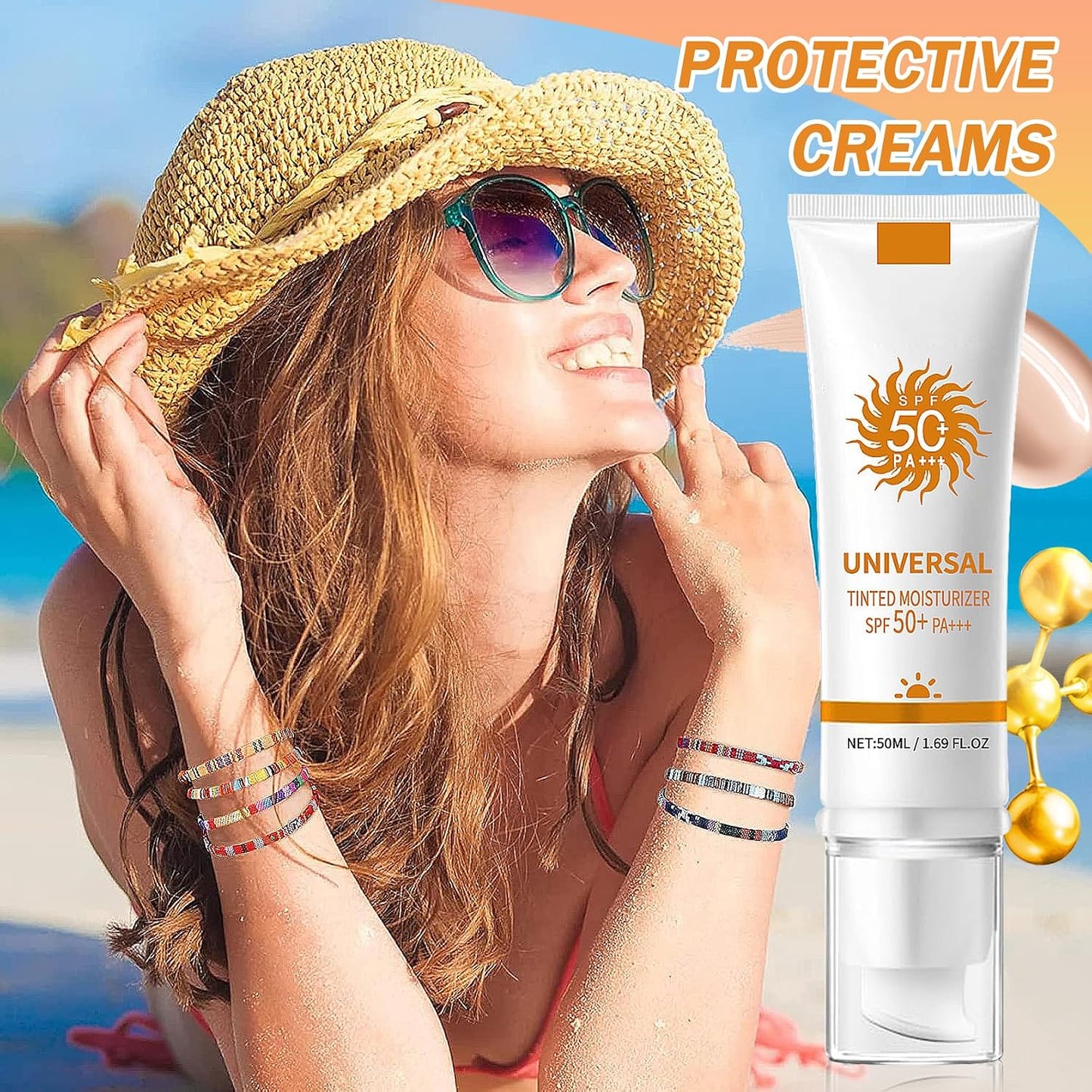 Universal Tinted Face Moisturizer Sunscreen, SPF 50 PA+++, Water Resistant And Non-Greasy