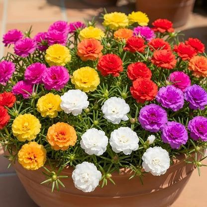 1500+Vibrant Mixed Color Double Bloom Moss Rose Seeds-Rapid Germination and High Survival Rate