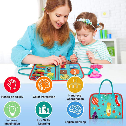 Busy Board for Toddlers 1-3 Sensory for 1+ Year Old Boys Montessori Learning Activity