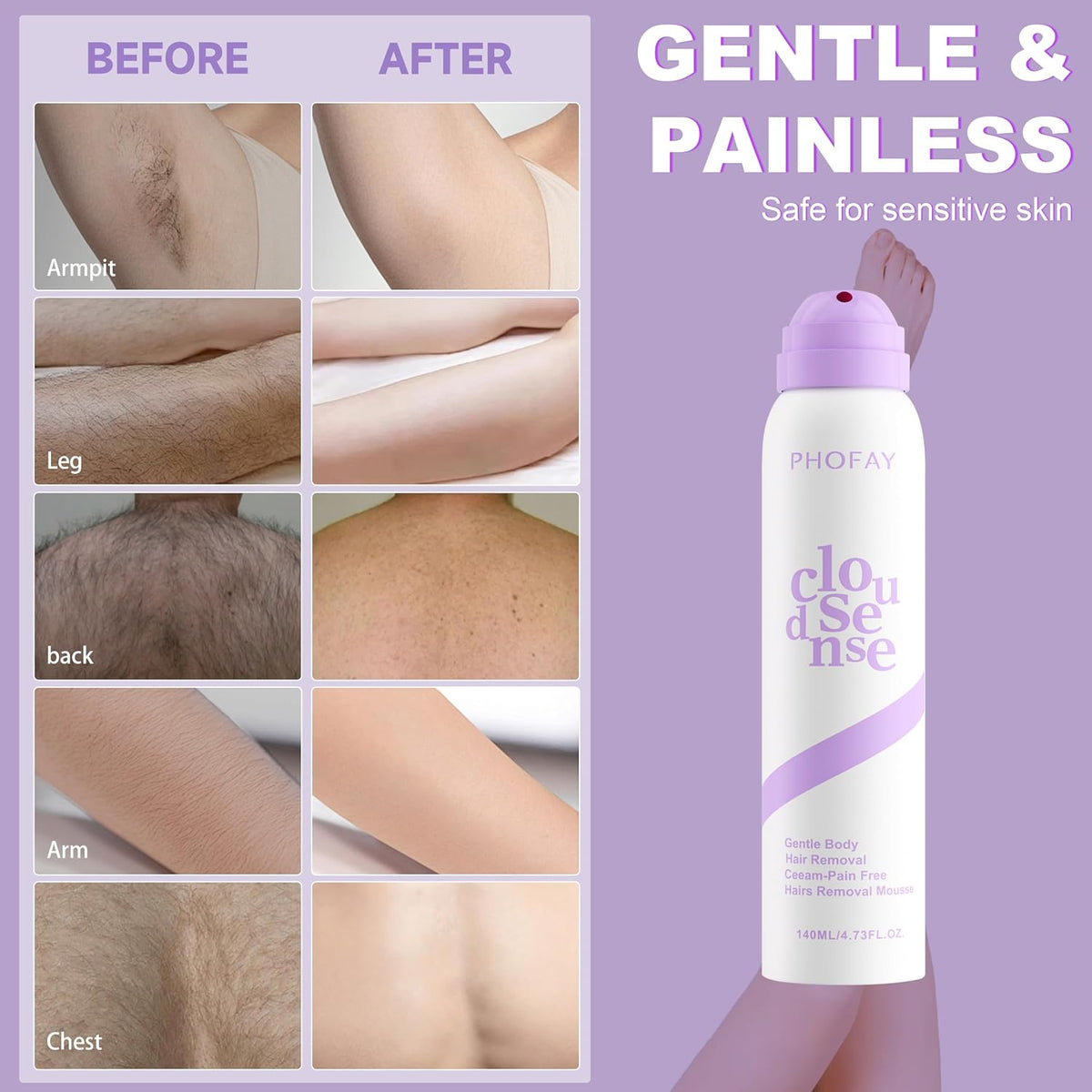 Bikini Pain-Free Hair Removal Cream for Sensitive Skin