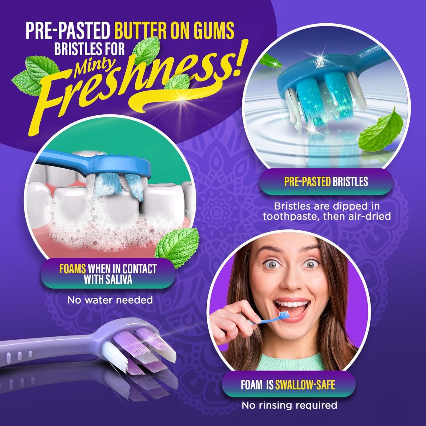 12Pcs Mini Disposable Toothbrushes with Toothpaste, Floss & Toothpick - 6-in-1 Ready-to-Go Prepasted Travel Toothbrush