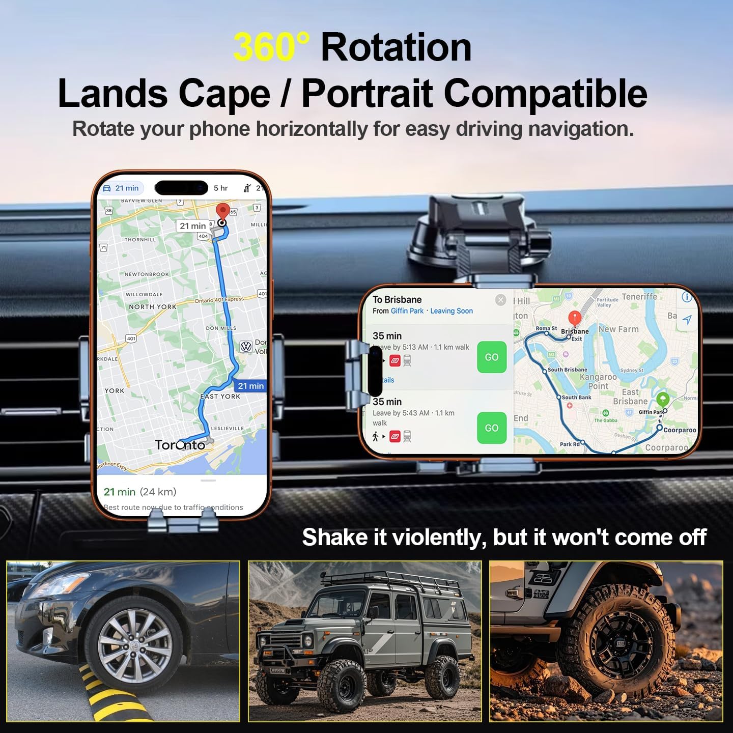 Universal Car Phone Mount, Supports 360-Degree Rotation — ABS Plastic, Strong Suction
