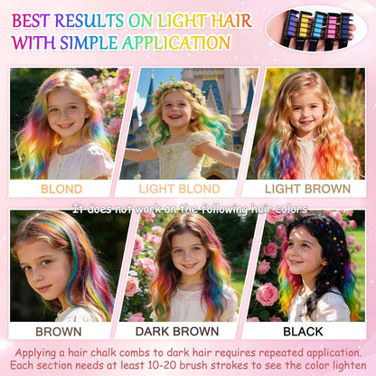 10 Colors Festive Fun Hair Chalk Combs, New Hair Chalk Comb Temporary Hair Color Dye for All Ages
