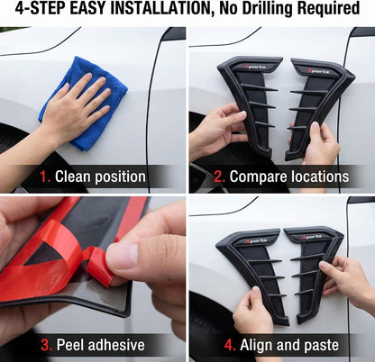 2PCS Car Fender Vents, Sporty Body Kit for Cars, TPU Scratch-Resistant Impact-Resistant