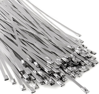 50 Pcs Metal Zip Ties Heavy Duty 11.8 Inch 304 Stainless Steel Cable Tie