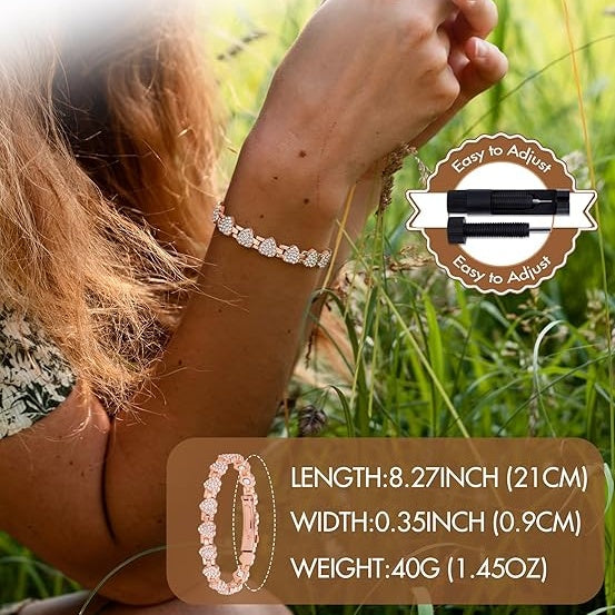 Ultra Strength Magnetic Bracelet with 3800 Gauss Neodymium Magnets & Dazzling Cubic Zirconia