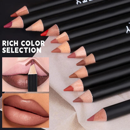 12 Colors Matte Lip Liner Set,Premium Waterproof Smooth Lip Pencils