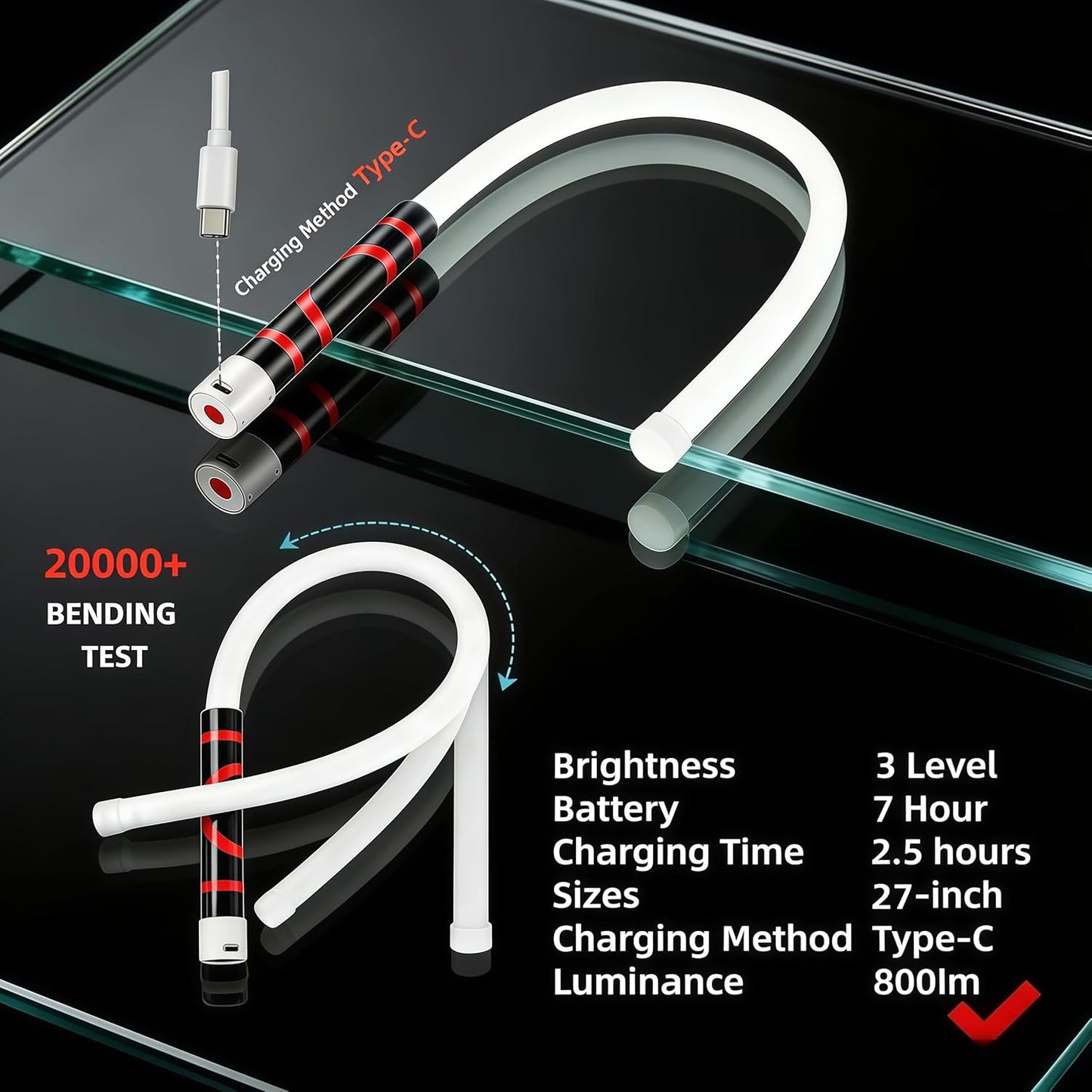 Flexible LED Light Stick | 27" Rechargeable Bendable Flashlight