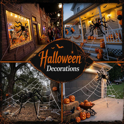 Halloween Decorations Spider Web Outdoor Giant Spider Décor