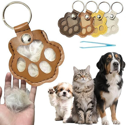 2PCS Personalized Pet Hair Keepsake Box for Dog Cat Memorial Keyring