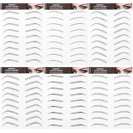 6 Sheets  Realistic Waterproof Eyebrow Tattoo Stickers 42Pairs