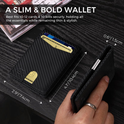 Genuine Leather Wallet for Men 12 Card Slim Mens Wallets Bifold RFID Blocking