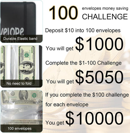 100 Days Money Saving Challenge Coin Envelope Budget Book, Good Habit of Saving Money