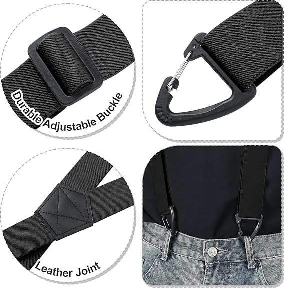 X Black Suspenders, Suspenders for Men, Adjustable Heavy Duty Suspender with 4 Snap Loop