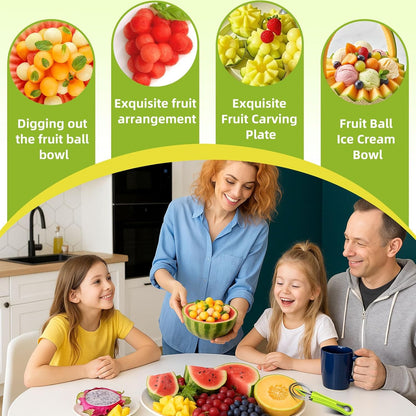 4 in 1 Melon Baller Scoop Set, Stainless Steel, Fruit Cutters Shapes