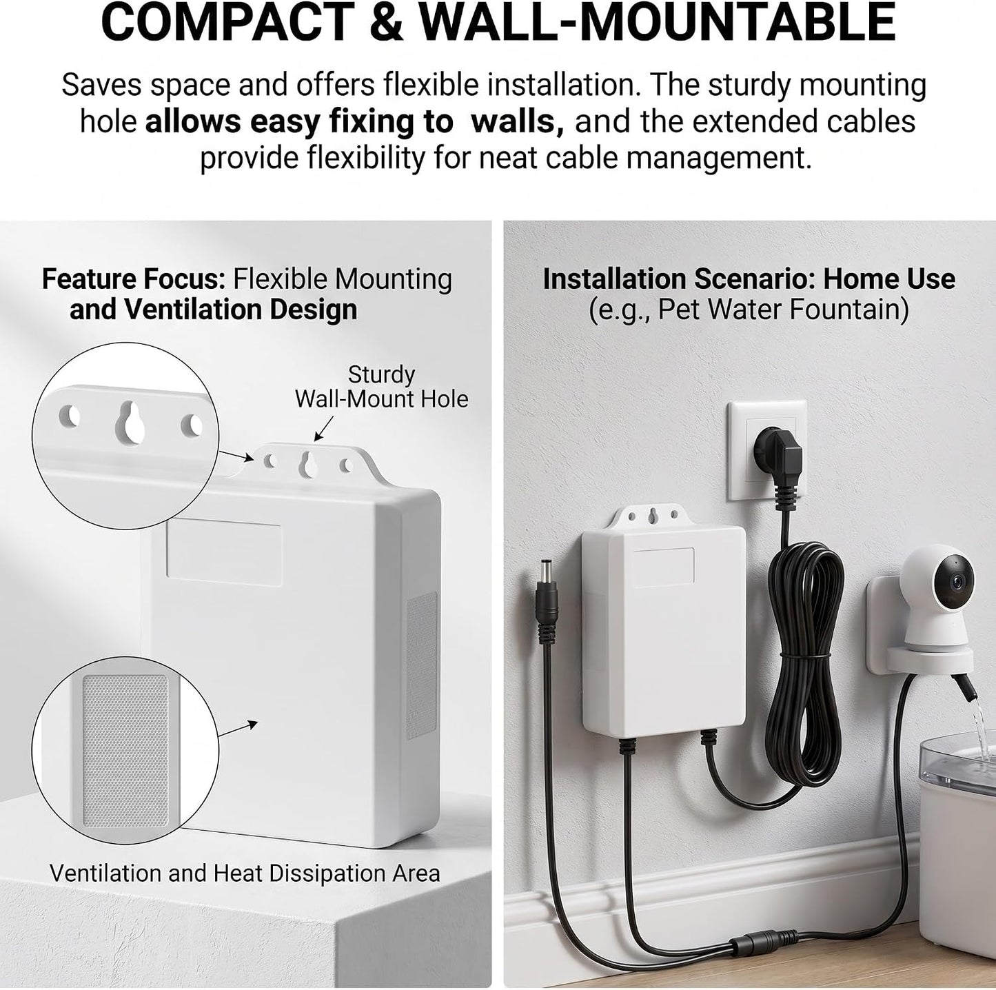 12V 2A Mini UPS Battery Backup, White Router UPS Uninterruptible Power Supply