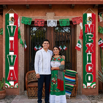 Viva Mexico Front Door Banner Mexican Independence Day Decoration September 16th