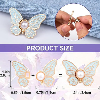 8 PCS Pant Waist Tightener, Butterfly Buttons Pins for Loose Jeans