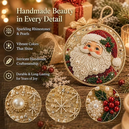 12Pcs Christmas Diamond Painting Ornaments , Wooden Hanging Pendant DIY Single-Side Rhinestone Craft Kit