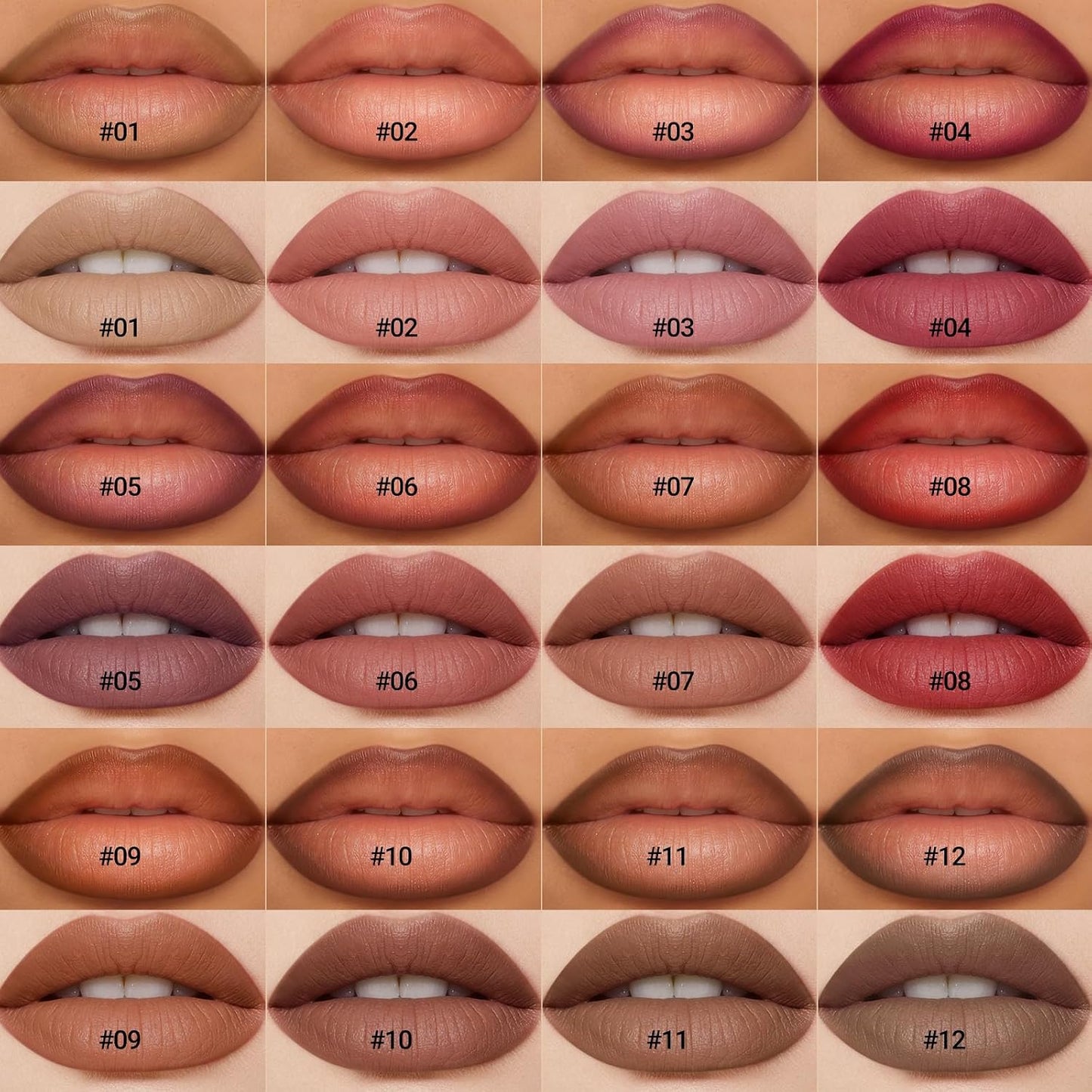 12Pcs Creamy Lipstick Lip Liner Set, Pigmented Liner Pencils with Fine Tip