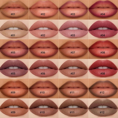 12Pcs Creamy Lipstick Lip Liner Set, Pigmented Liner Pencils with Fine Tip