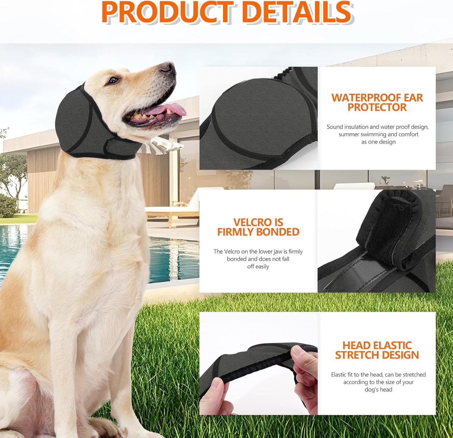 Dog Ear Muffs & No Shake Ear Wrap, Bathing, Drying & Noise Anxiety Relief
