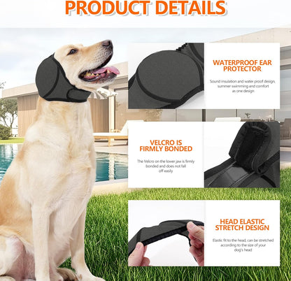 Dog Ear Muffs & No Shake Ear Wrap, Bathing, Drying & Noise Anxiety Relief