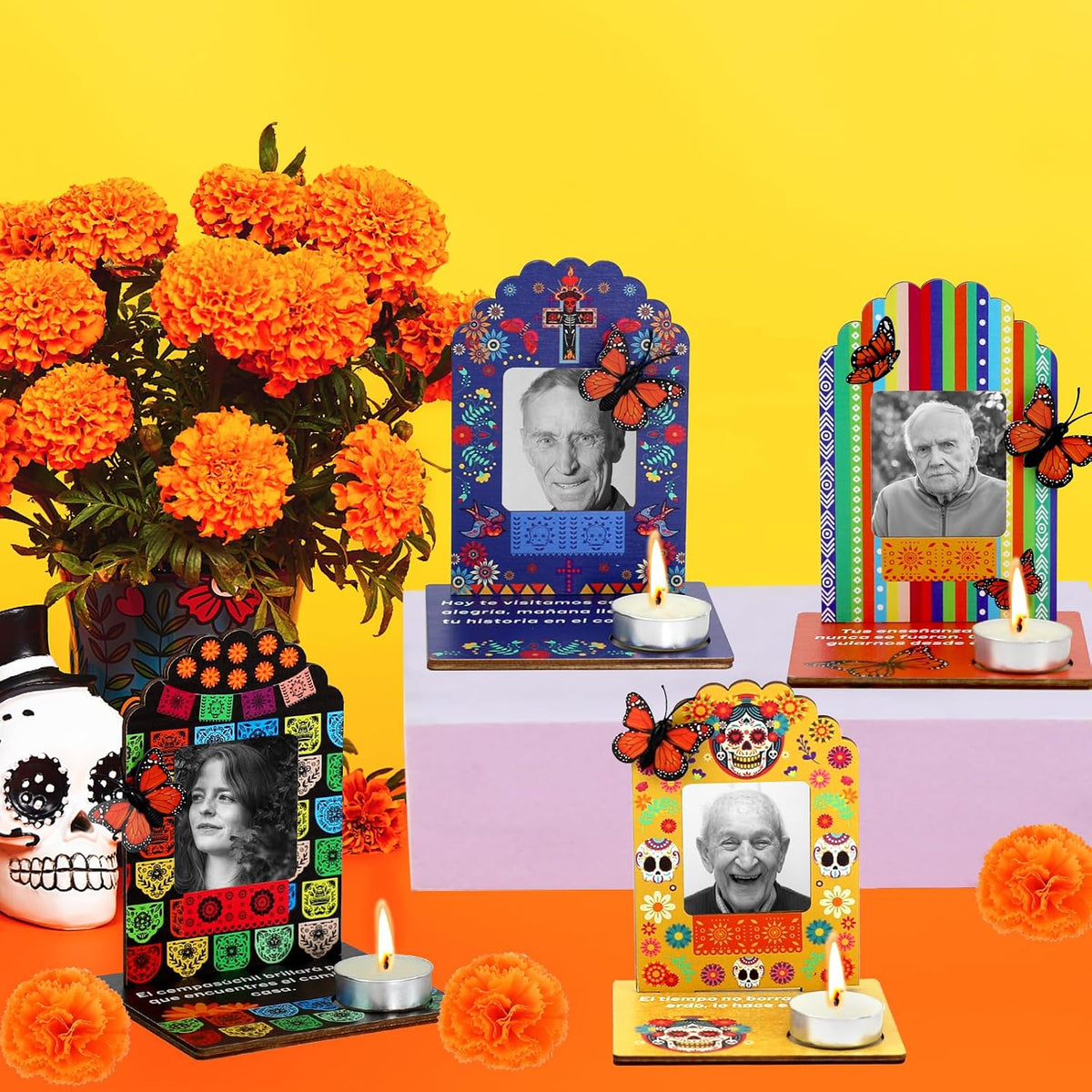 5Pcs Dia De Los Muertos Decorations Picture Frames Kit-Day of the Dead Ofrenda Altar