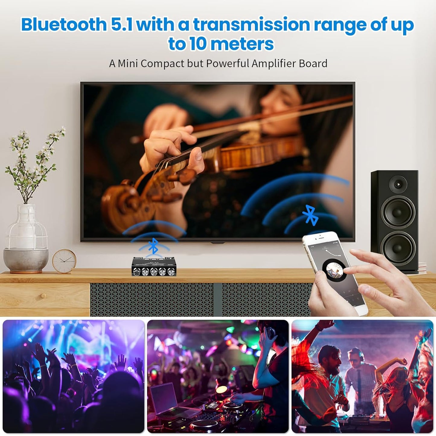 ZK-MT21 Bluetooth Amplifier Board, 2.1 Channel Subwoofer Amp Board with Treble/Bass/Sub Control