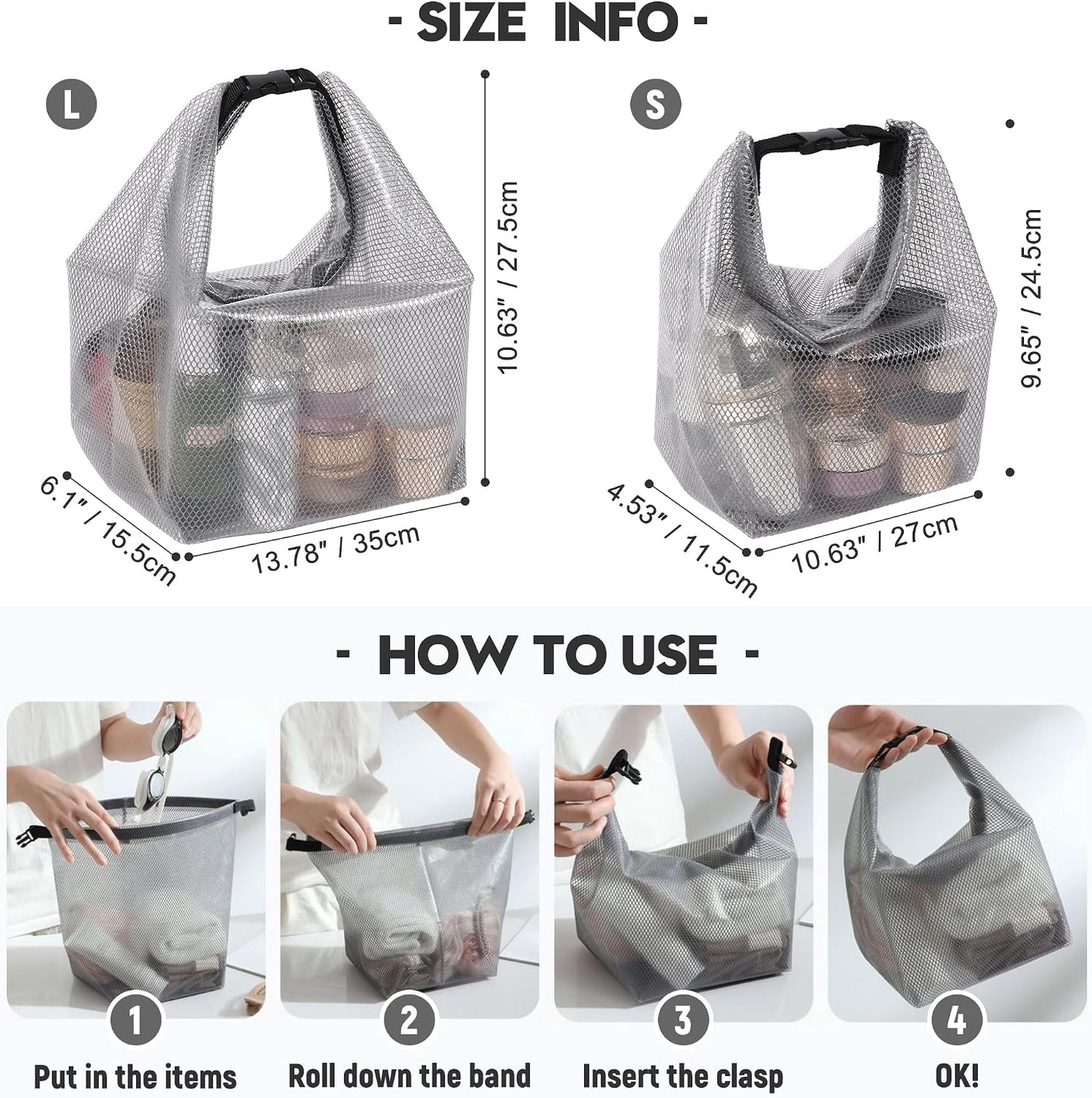 2-Pack Waterproof Travel Toiletry Bag, Makeup Organizer & Storage Pouch