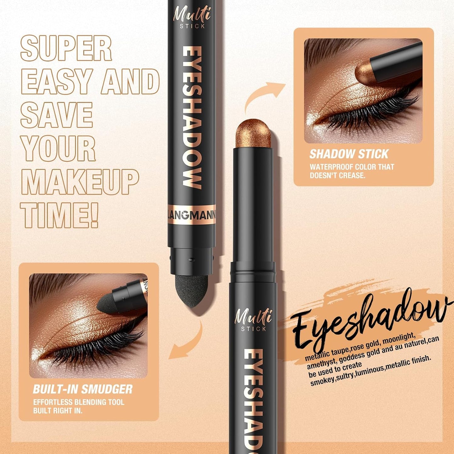 8 Color Waterproof Dual-Ended Eyeshadow Stick Set