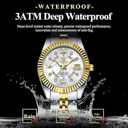Luxury Watch for Woman Luminous Waterproof Date Stainless Steel Diamond Ladies Watch