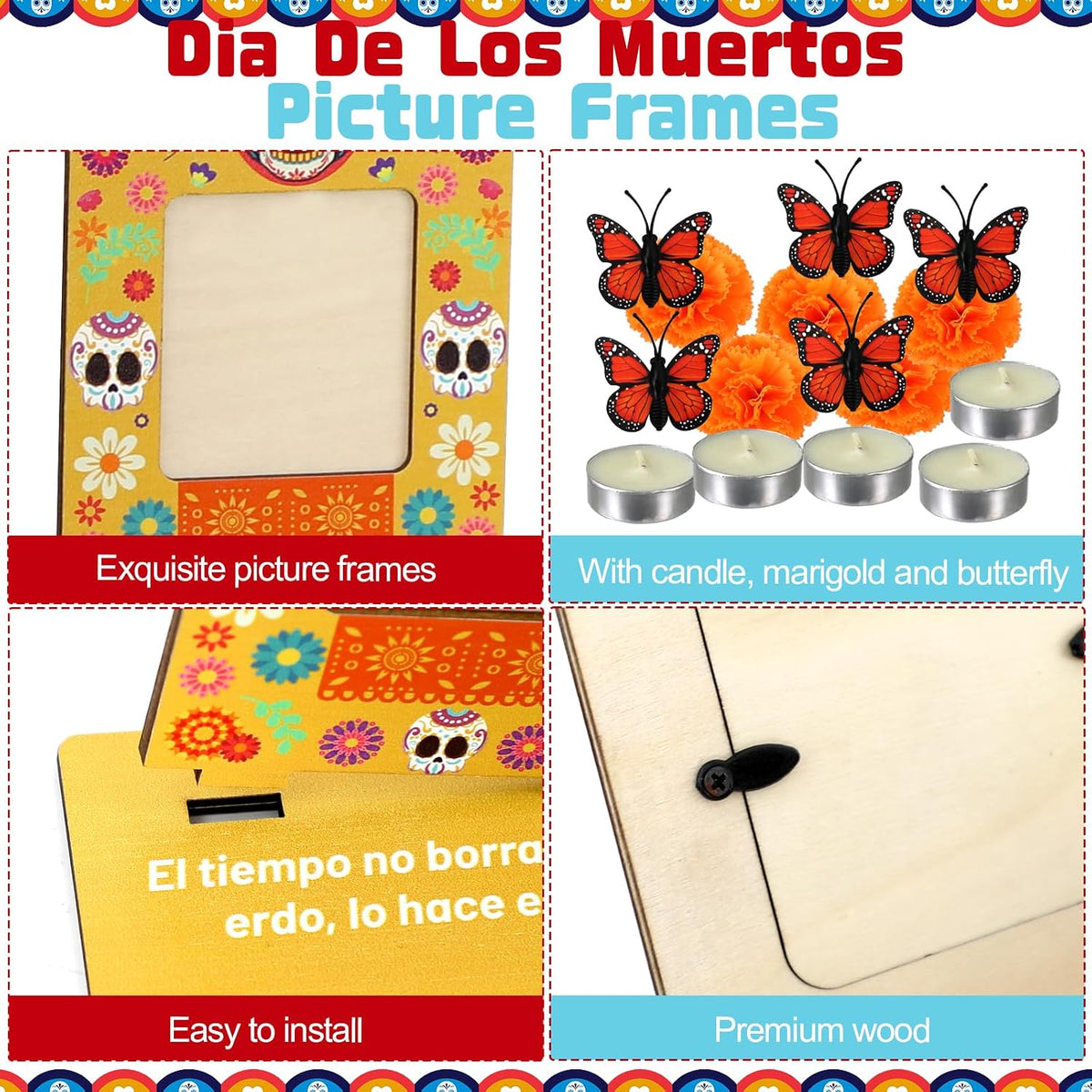 5Pcs Dia De Los Muertos Decorations Picture Frames Kit-Day of the Dead Ofrenda Altar