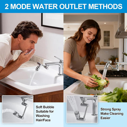 1080° Swivel Faucet Extender,2 Flow Modes Rotatable Sink Aerator Extension