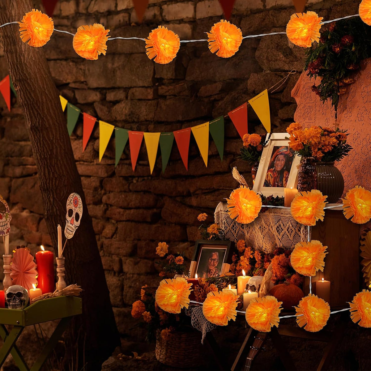 The Dead Decorations Marigold Garland Lights String for Day 10Ft 20 Led