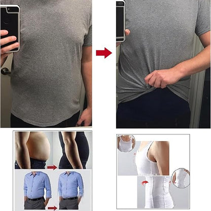 Mens Slimming Body Shaper Vest Shirt Abs Abdomen