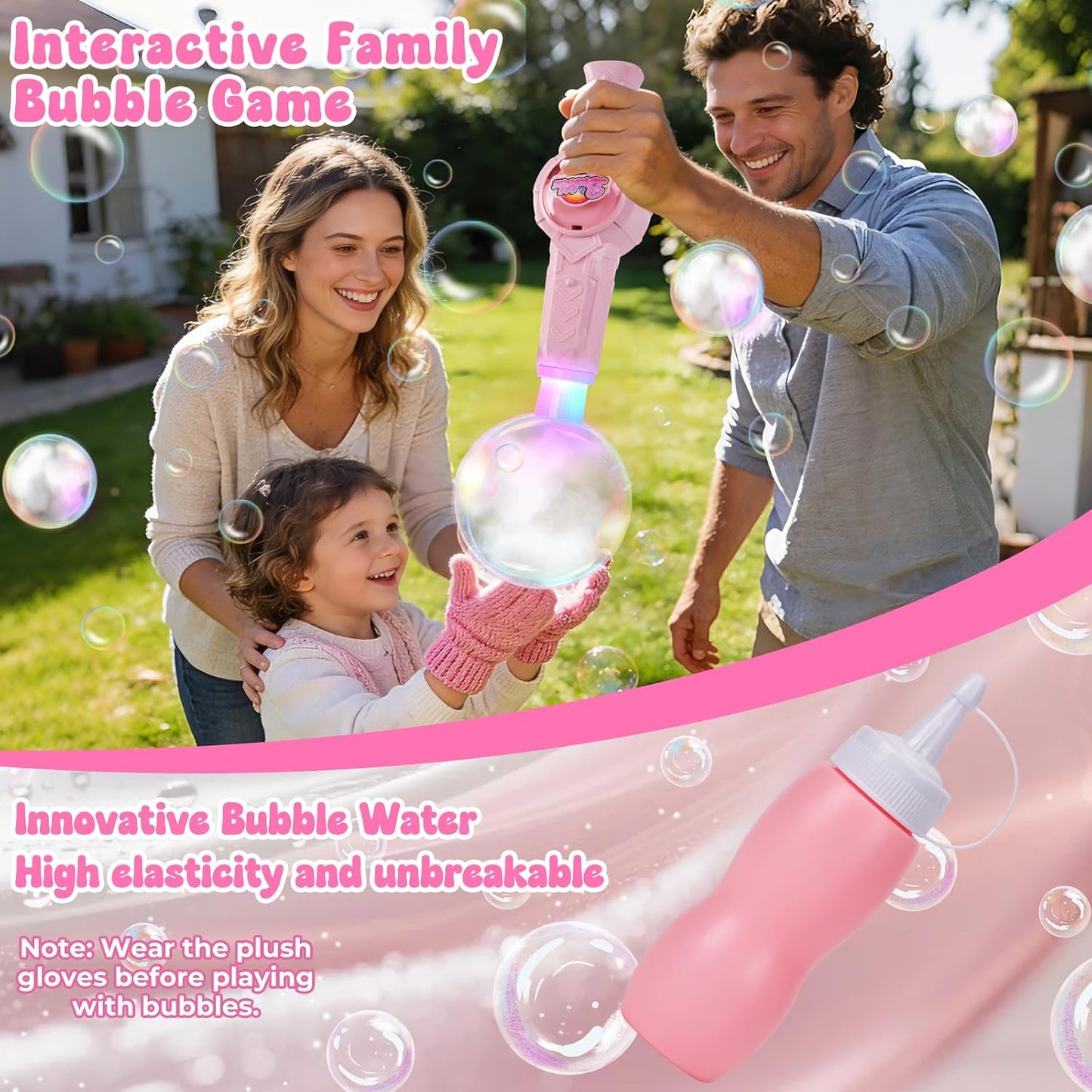 Rechargeable Automatic Smoke Bubble Maker,Colorful Lights & Music