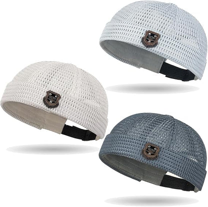 Men's 3-Pack Feather-Soft Blended Yarns Mesh Netting Beanies