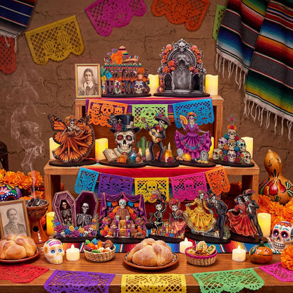 12pcs Traditional Colorful Day of the Dead Wooden Tabletop Decorations