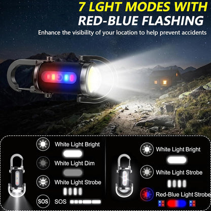 2PCS Keychain Flashlights Rechargeable, COB 800 Lumens EDC Mini Flashlights