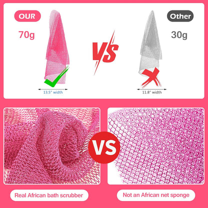 2PCS African Net Sponge, Authentic Exfoliating Body Scrubber for Bath and Shower