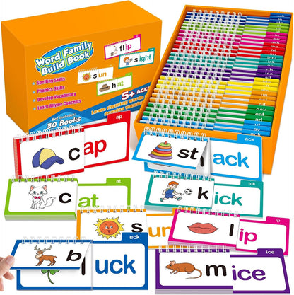 30 Pages Read and Rhyme Books, Phonics Flash Cards