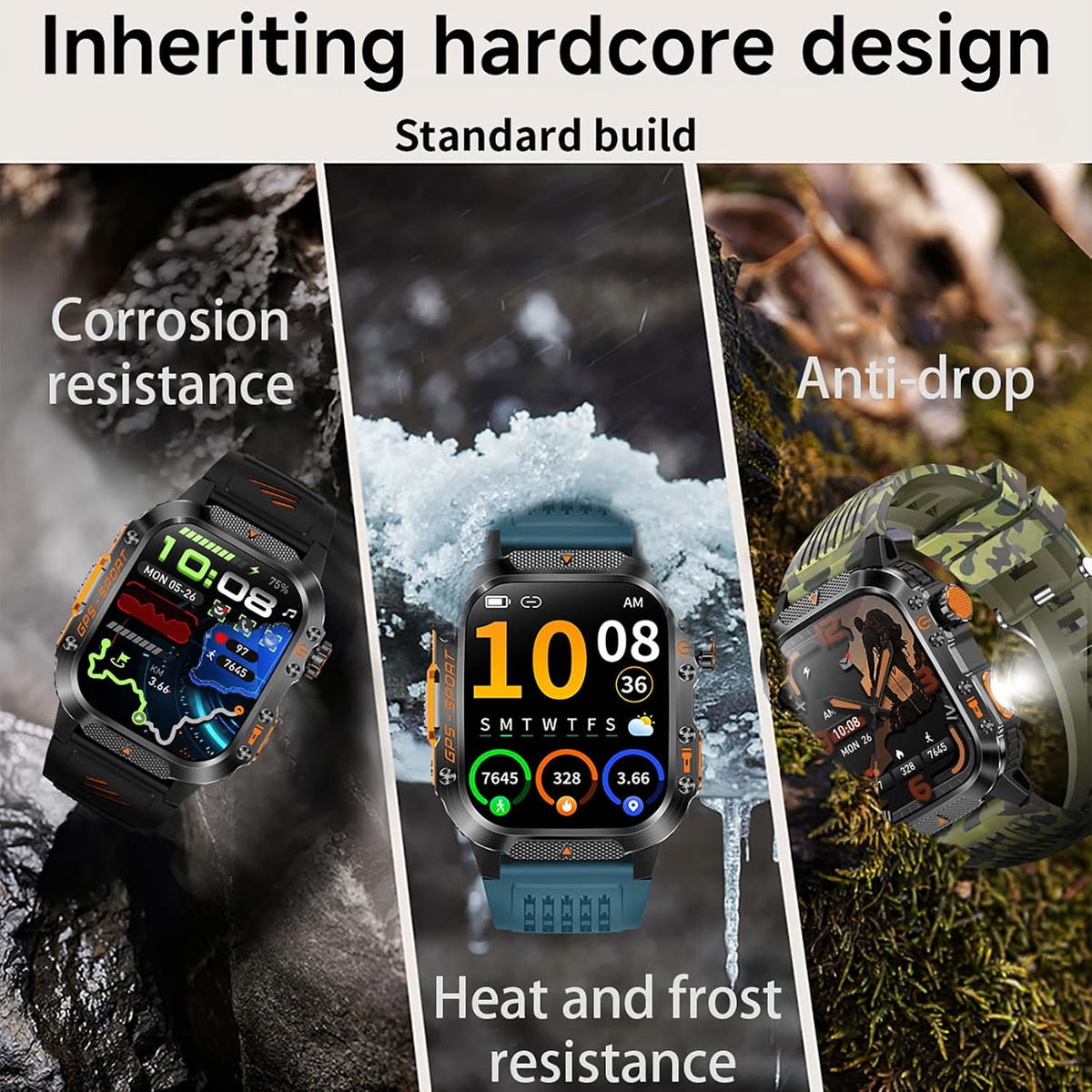 Multifunctional Wireless Smartwatch, Wearable Sporty Digital Watch